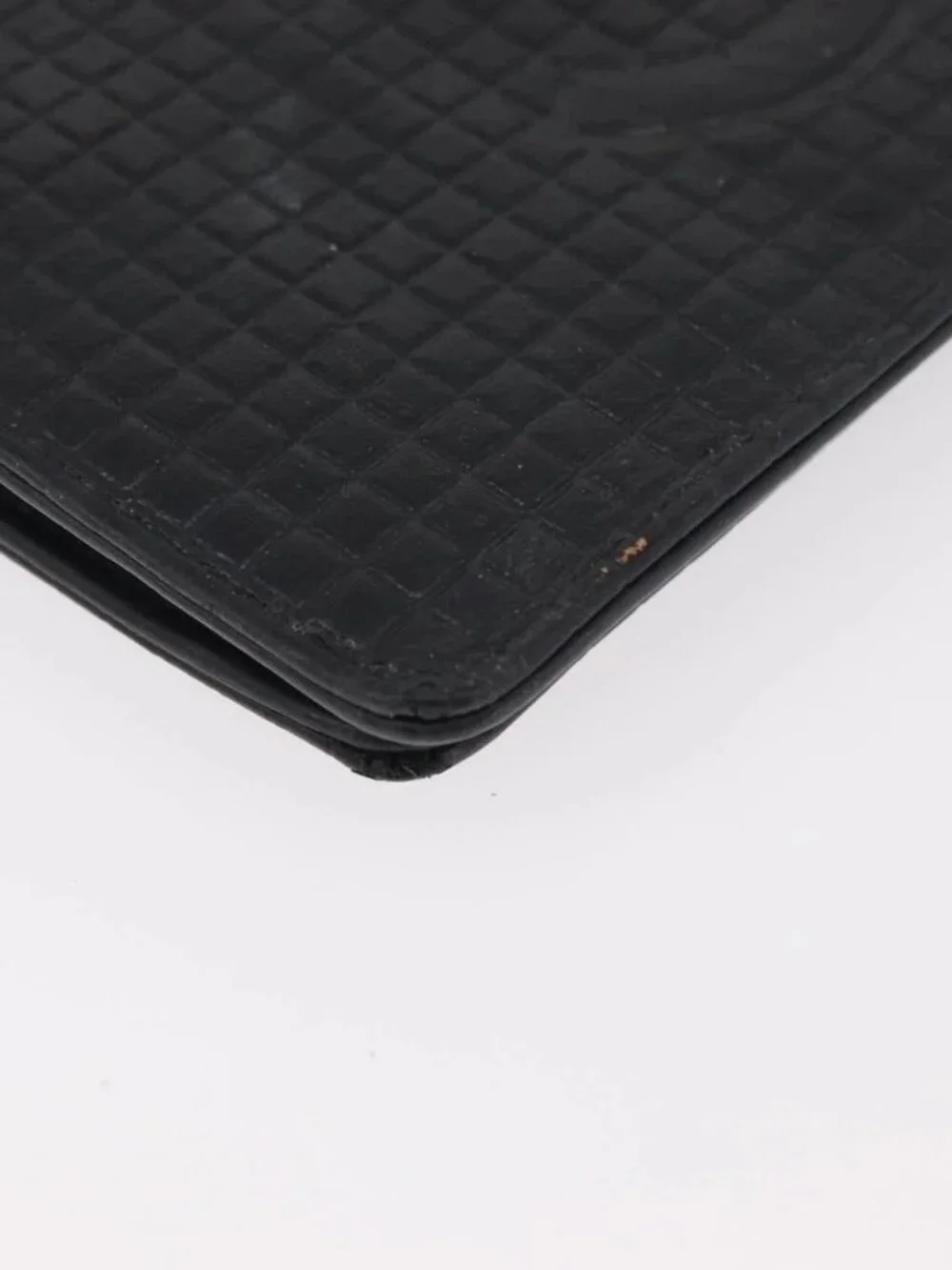 CHANEL Wallet Leather 2 Set Black CC Auth BA12679